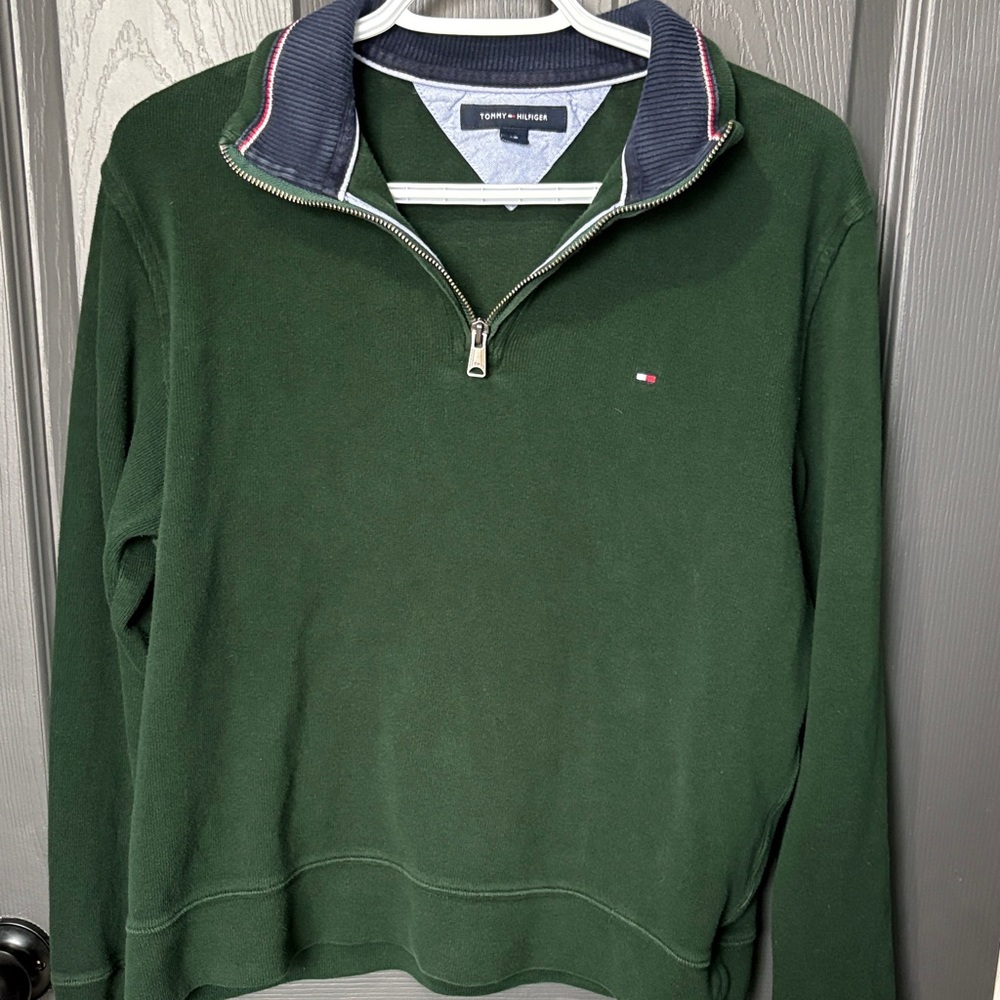 Tommy Hilfiger Men's Forest Green Zip-Up Sweater